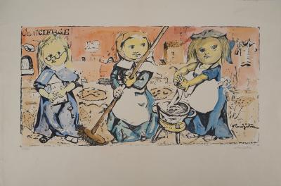 Léonard Tsuguharu FOUJITA : Petits métiers, la concierge, Gravure originale signée 2