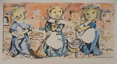 Léonard Tsuguharu FOUJITA : Petits métiers, la concierge, Gravure originale signée 2