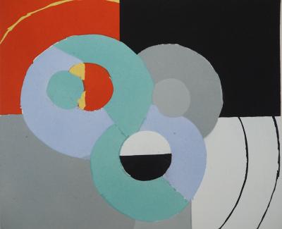 Sonia DELAUNAY : Harmonie abstraite aux trois sphères, Lithographie et pochoir 2