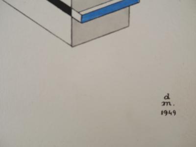 Félix DEL MARLE : Architecture, plan abstrait, Lithographie et pochoir signée 2