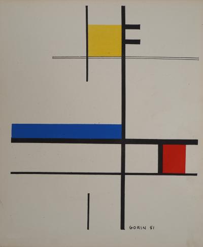 Jean GORIN : Composition géométrique, Lithographie et pochoir signée 2