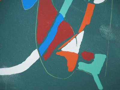 André LANSKOY : Abstraction sur le vert, Lithographie et pochoir 2