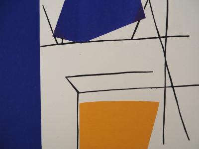 Richard MORTENSEN : Empilement abstrait, Lithographie et pochoir 2