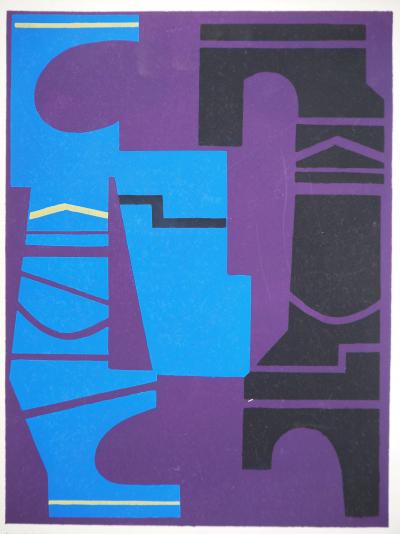 Edgard PILLET : Projet de sculpture abstraite, Lithographie et pochoir 2