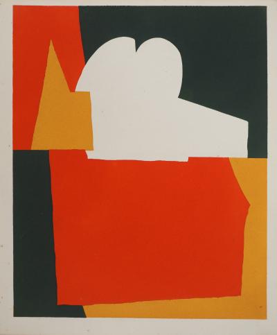 Serge POLIAKOFF : Composition rouge et verte, Lithographie et pochoir 2