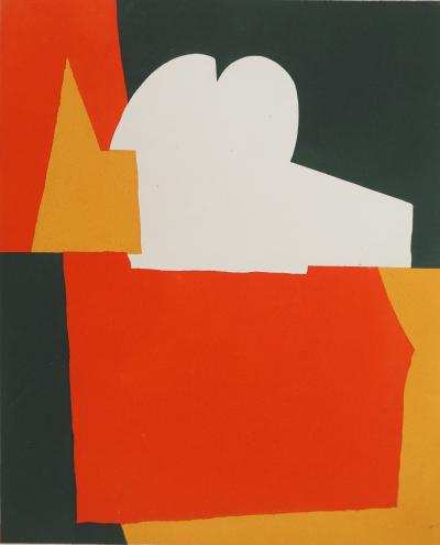 Serge POLIAKOFF : Composition rouge et verte, Lithographie et pochoir 2