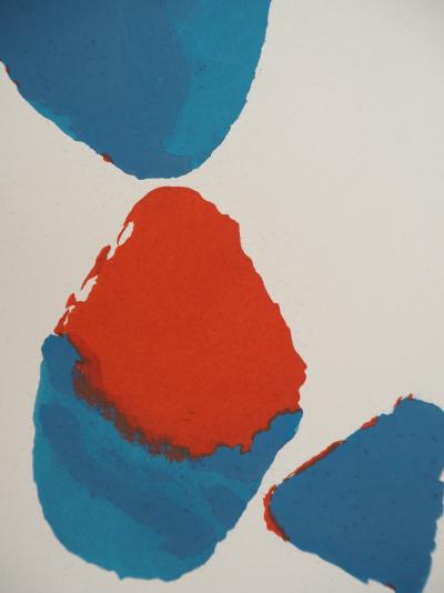 Nicolas de STAEL : Composition abstraite bleu et rouge, Lithographie et pochoir 2