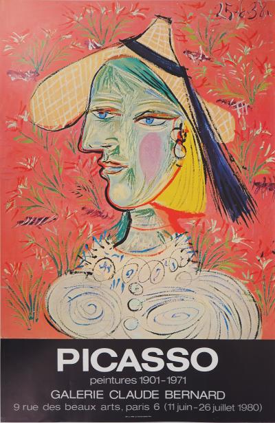 Pablo PICASSO : Femme au chapeau, Affiche originale d’époque 2