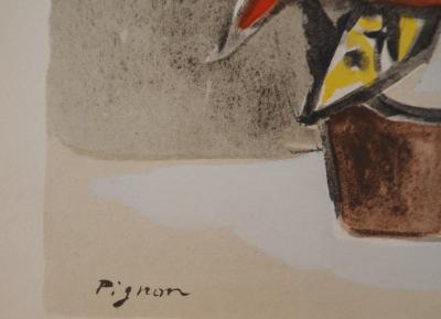 Edouard PIGNON : Belgique, le marché aux poissons d’Ostende, Lithographie signée 2