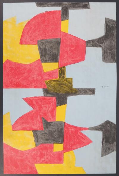 Serge POLIAKOFF : Composition rouge, jaune et noire, Affiche en lithographie signée 2