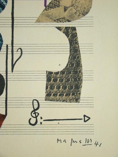 Alberto MAGNELLI (d'après) - Papier collé, 1971 - Lithographie signée et datée 2