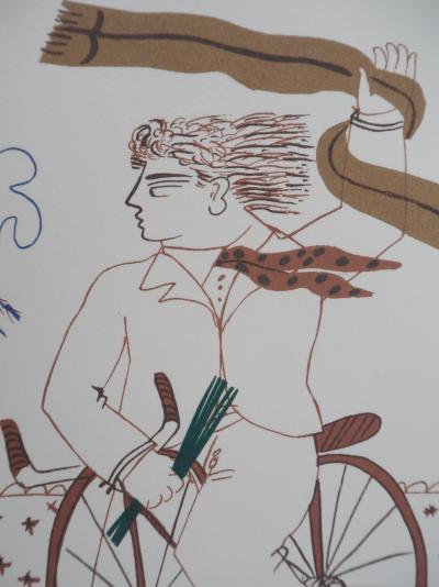 Alekos FASSIANOS : Homme élégant à vélo, Lithographie signée 2
