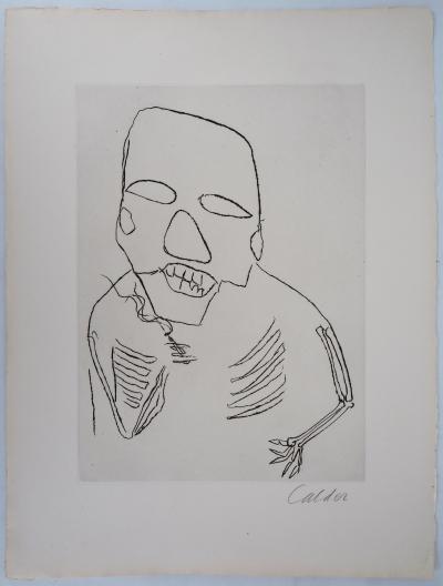 Alexandre CALDER : Santa Claus, Homme à la cigarette, Gravure originale signée 2