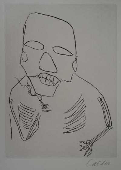 Alexandre CALDER : Santa Claus, Homme à la cigarette, Gravure originale signée 2
