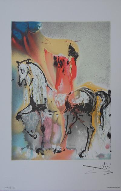 Salvador DALI : Les Chevaux, le Chevalier Chrétien, Lithographie signée 2