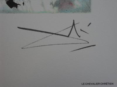 Salvador DALI : Les Chevaux, le Chevalier Chrétien, Lithographie signée 2