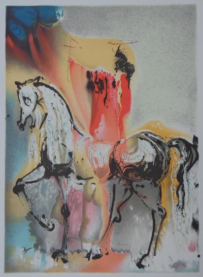 Salvador DALI : Les Chevaux, le Chevalier Chrétien, Lithographie signée 2
