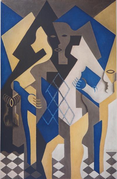 Juan GRIS : Arlequin cubiste, Collotype signé 2