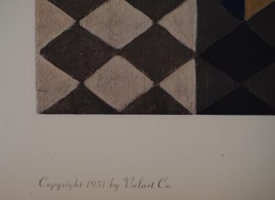 Juan GRIS : Arlequin cubiste, Collotype signé 2