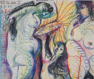 Pablo PICASSO : Trois nus à la toilette, Affiche originale d’époque 2