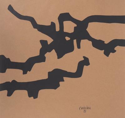 Eduardo CHILLIDA : Abstraction aux lignes noires, Lithographie signée 2