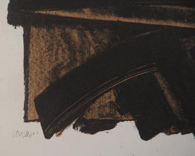 Pierre SOULAGES : Gouache 13 1957, Lithographie et pochoir signée 2