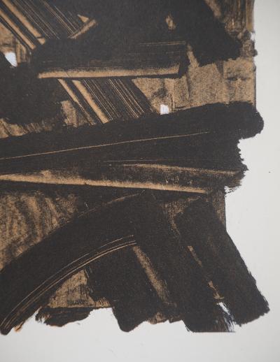 Pierre SOULAGES : Gouache 13 1957, Lithographie et pochoir signée 2