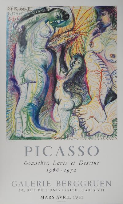 Pablo PICASSO : Trois nus à la toilette, Affiche originale d’époque 2