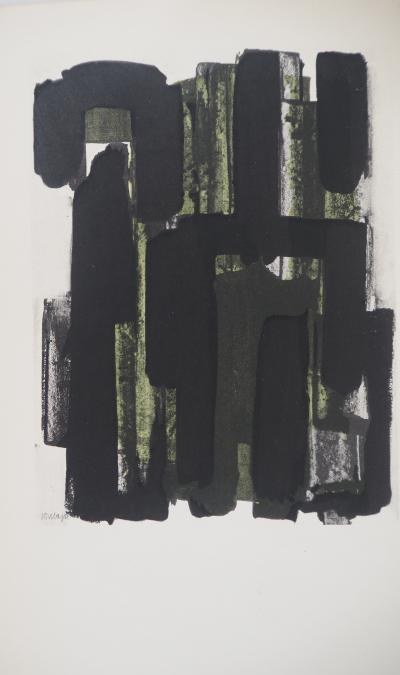 Pierre SOULAGES : Gouache 8 1957, Lithographie et pochoir signée 2
