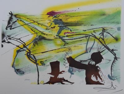 Salvador DALI : Les Chevaux, le Cheval de Course, Lithographie signée 2