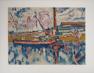 Maurice DE VLAMINCK : La Seine vers Chatou, Lithographie signée 2