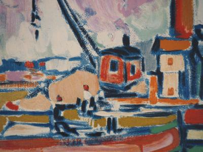 Maurice DE VLAMINCK : La Seine vers Chatou, Lithographie signée 2