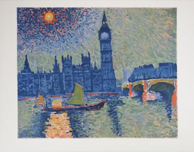 André DERAIN : Londres, La Tamise et Big Ben, Lithographie signée 2