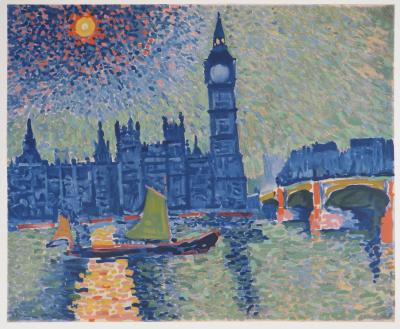 André DERAIN : Londres, La Tamise et Big Ben, Lithographie signée 2