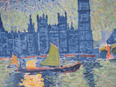 André DERAIN : Londres, La Tamise et Big Ben, Lithographie signée 2