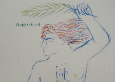 Alekos FASSIANOS : Jeux Olympiques, Cycliste couronné, Lithographie signée 2