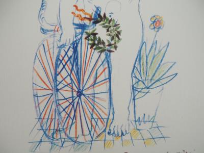 Alekos FASSIANOS : Jeux Olympiques, Cycliste couronné, Lithographie signée 2