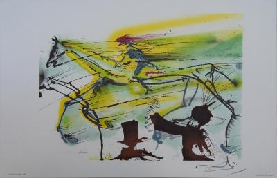 Salvador DALI : Les Chevaux, le Cheval de Course, Lithographie signée