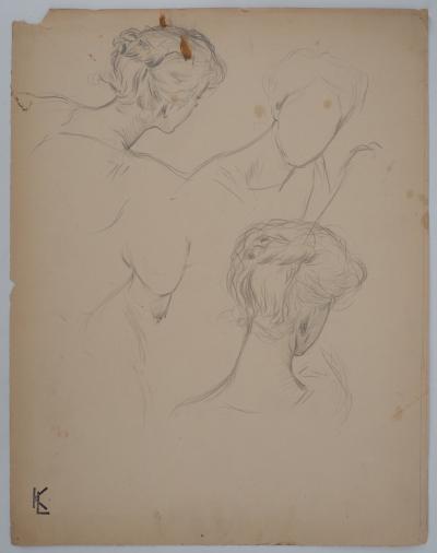 Léopold Franz KOWALSKI: Chignon et nuque dégagée, dessin original 2