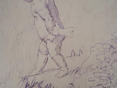 Léopold Franz KOWALSKI: Enfant au bord du lac, dessin original 2