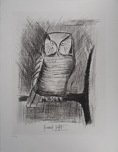 Bernard BUFFET : Chouette épervière, Gravure originale signée