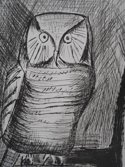 Bernard BUFFET : Chouette épervière, Gravure originale signée 2