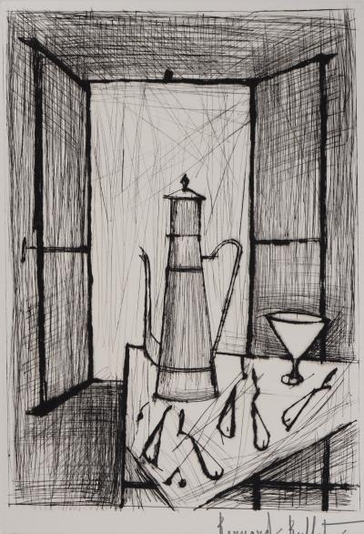 Bernard BUFFET: Still life with coffee maker, Original signed engraving 2