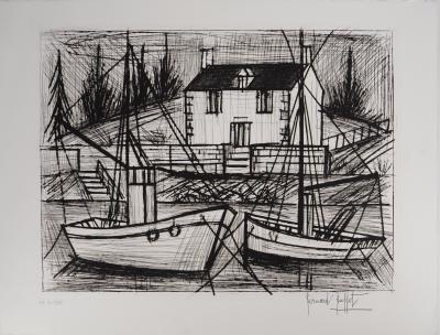 Bernard BUFFET : Bretagne, Port Saint-Jean, Gravure originale signée 2