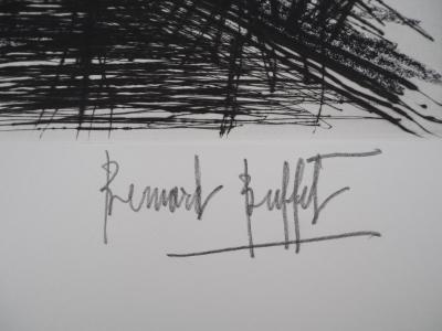 Bernard BUFFET : Peupliers au bord du canal, Gravure originale réhaussée signée 2