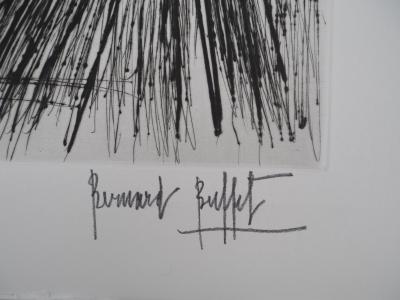 Bernard BUFFET : Bord de canal : le pont métallique, Gravure originale signée 2