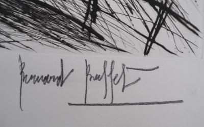 Bernard BUFFET : L’église au lointain, Gravure originale signée 2