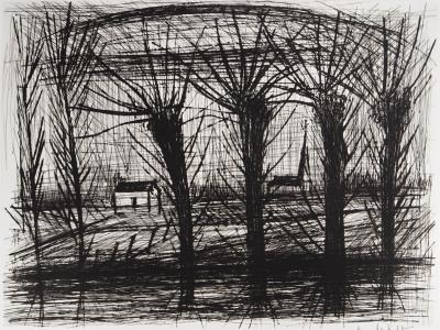 Bernard BUFFET : Saules au bord de la rivière, Gravure originale signée 2