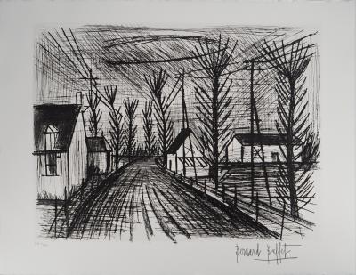 Bernard BUFFET : Route de village, Gravure originale signée 2