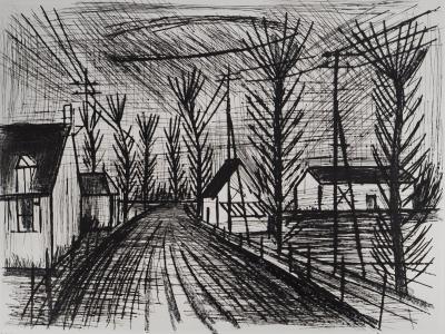 Bernard BUFFET : Route de village, Gravure originale signée 2